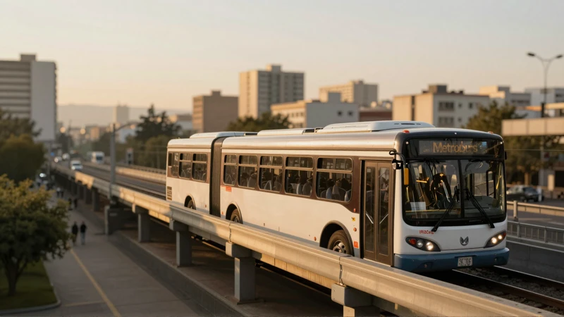 Metrobús, arquitectura urbana al atardecer