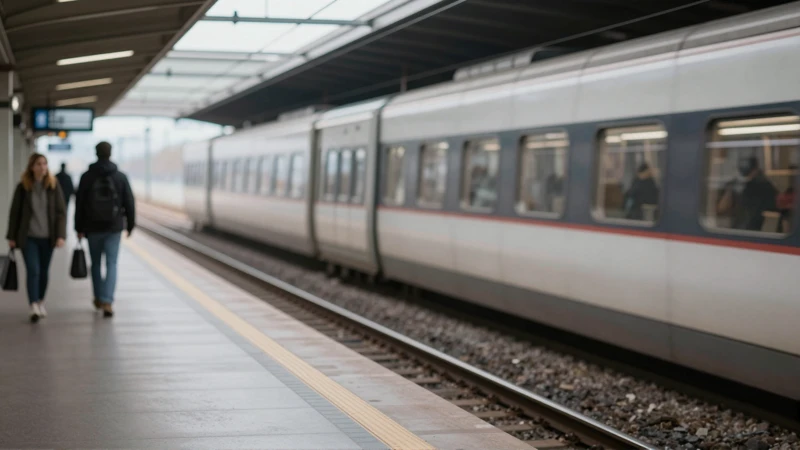 Pasajero en andén, luz tenue y real