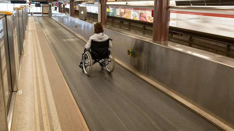 Una silla de ruedas en una estación accesible