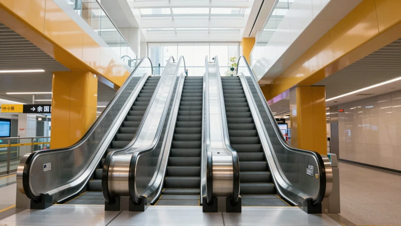 Estación moderna, simetría y luz vibrante