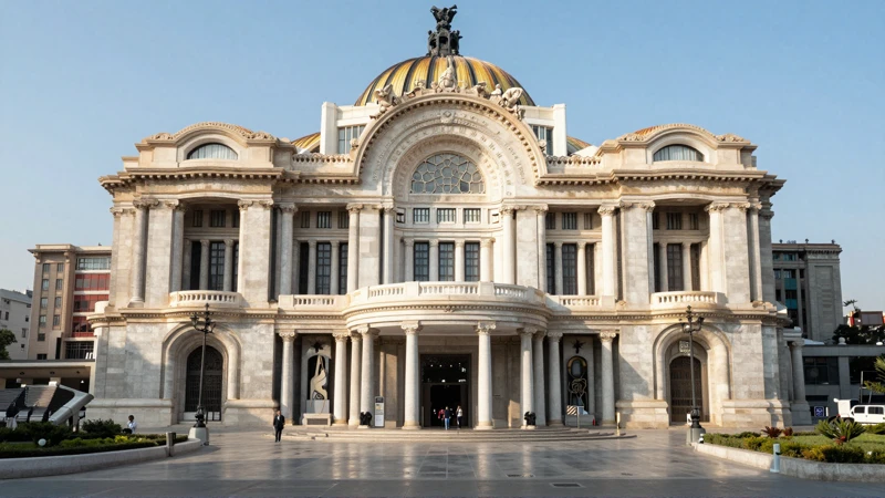 Arquitectura mexicana, luz cálida y simetría
