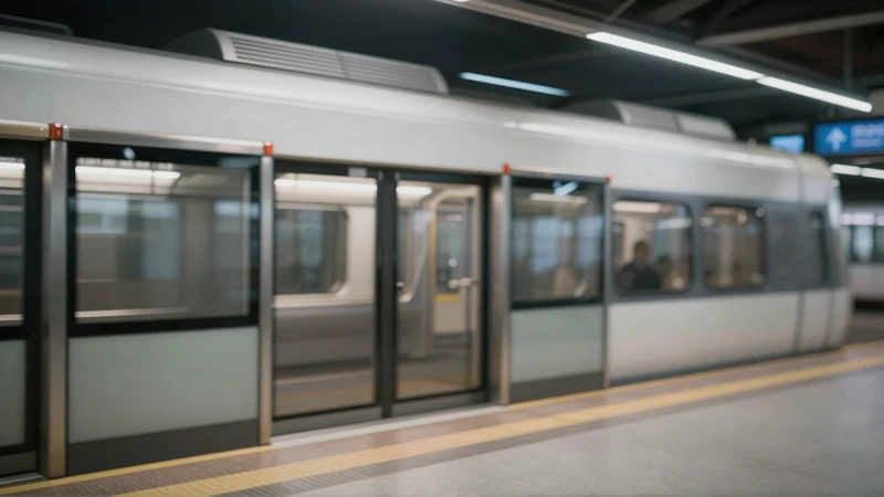 Tren borroso en andén, realismo fotográfico