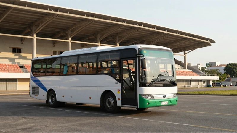 Autobús bajo luz solar realista