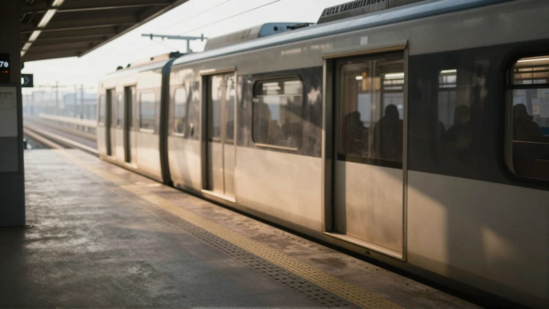 Tren llegando a andén, luz cálida