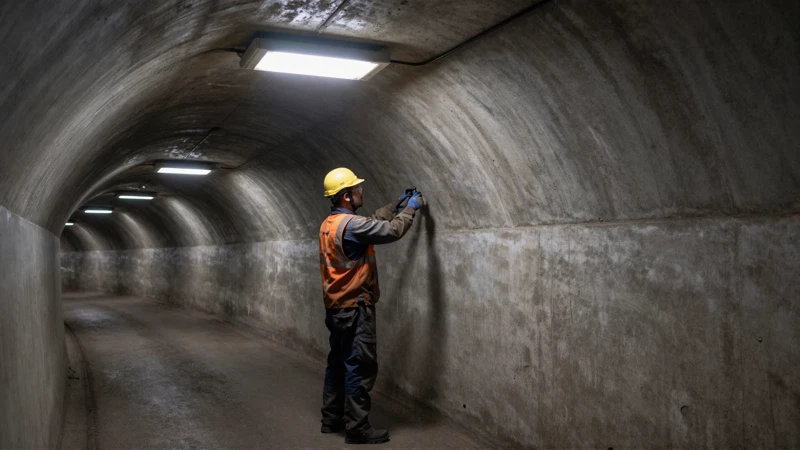 Trabajador mantiene túnel de metro sombrío