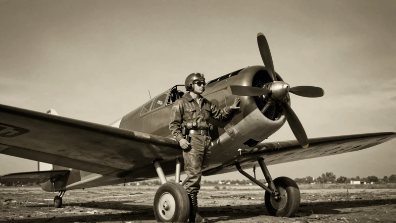 Piloto mexicano, avión antiguo, foto histórica