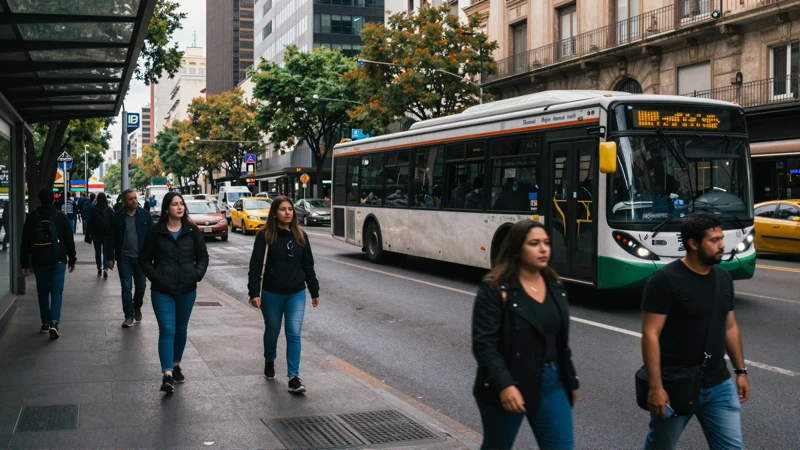 Calle vibrante con estación de metrobús