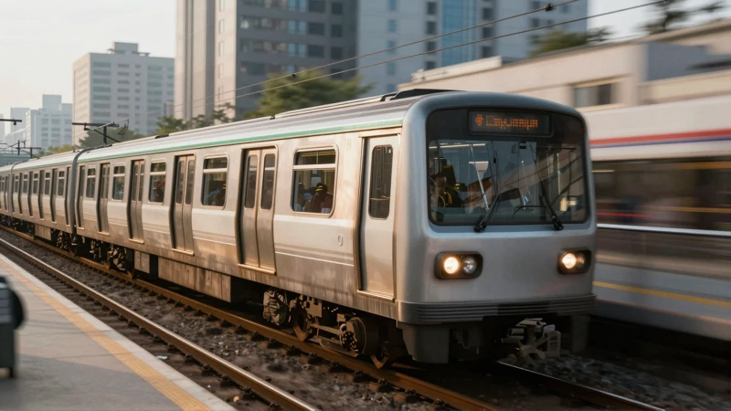 Tren subterráneo en vibrante entorno urbano
