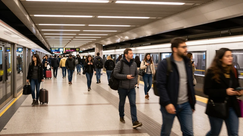 Estación de metro con movimiento natural