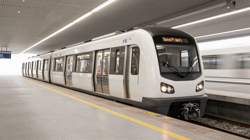 Tren moderno en estación urbana realista