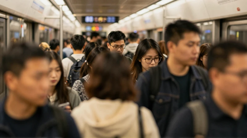 Estación de metro, gente borrosa, luz cálida