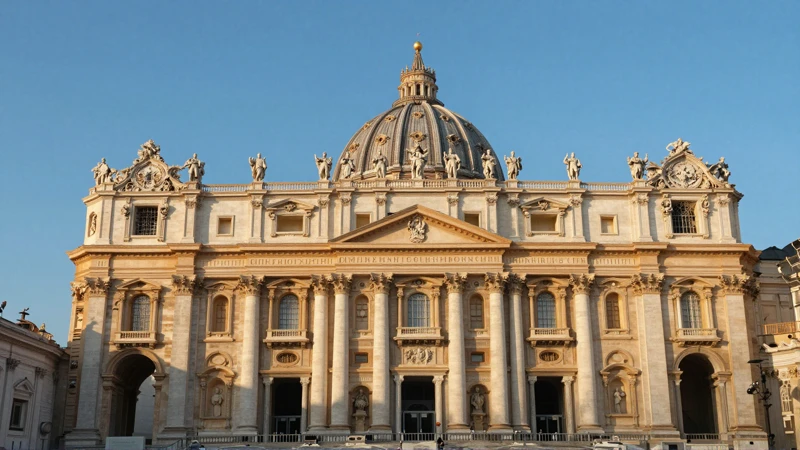 Fachada imponente bajo cielo dorado