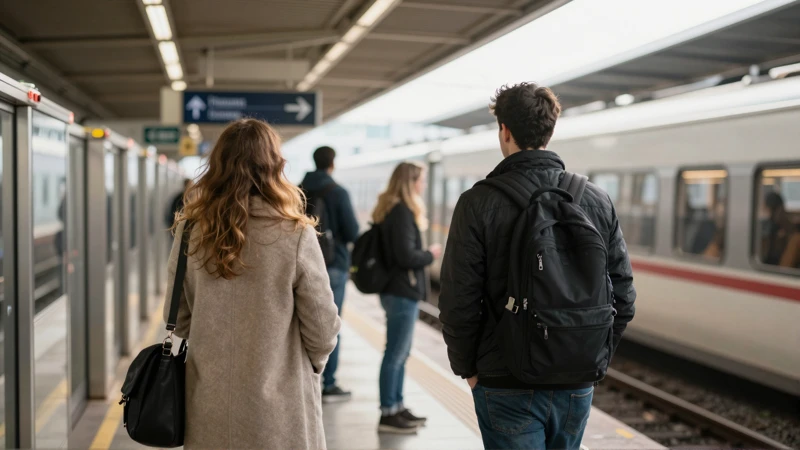 Pasajero espera bajo luz natural