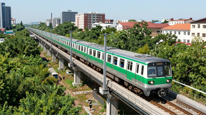 Tren subterráneo bajo un sol urbano