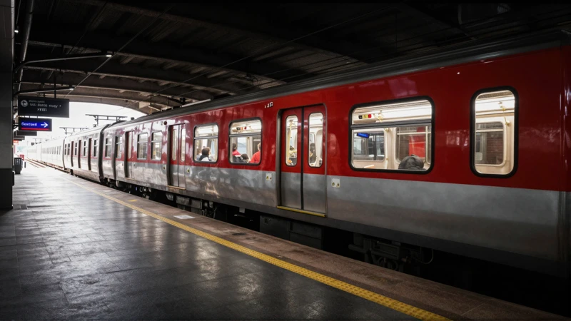 Tren en la plataforma, colores vibrantes e intenso