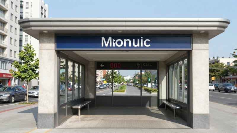 Entrada de metro, moderna y luminosa