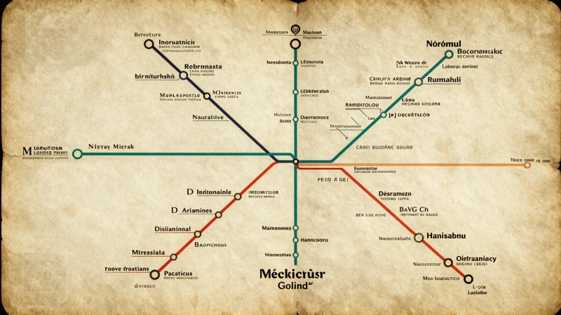 Mapa de metro antiguo, iluminación cálida