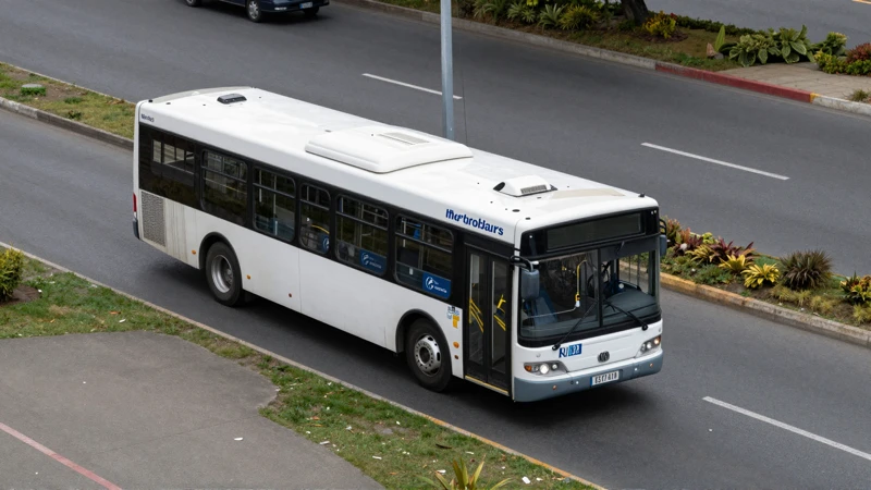 Metrobús visto desde el aire, día nublado