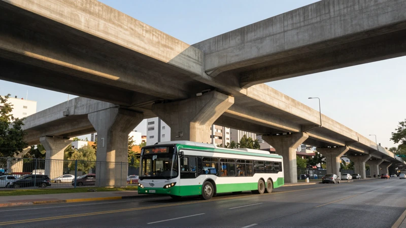 Fotografía urbana de Metrobús y arquitectura