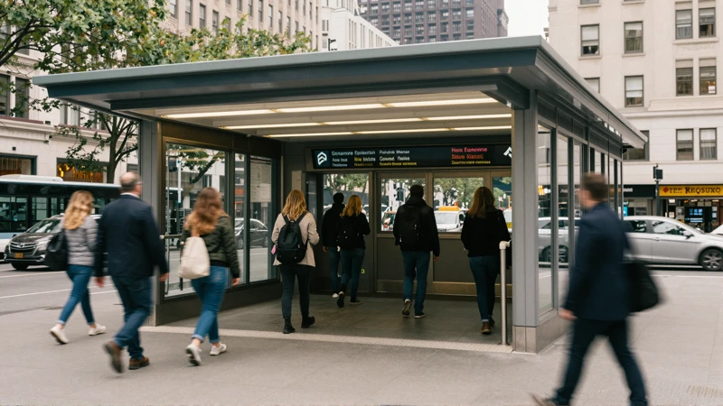 Pasajeros entran a la estación de metro