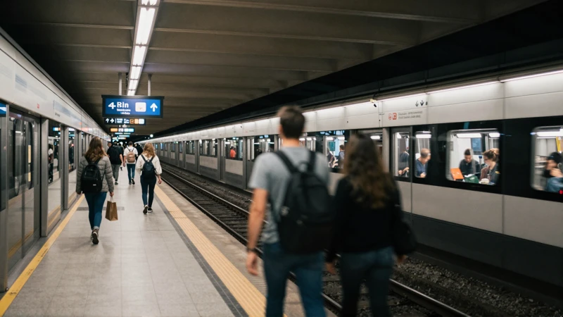 Estación de metro, gente borrosa, documental