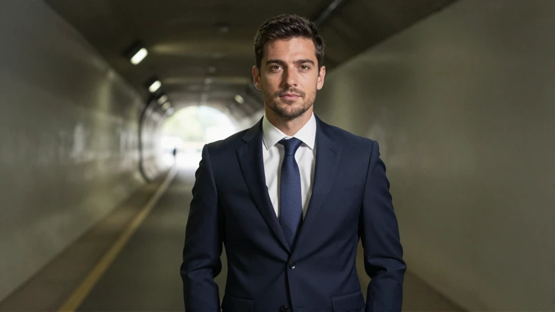 Hombre de traje en túnel metropolitano