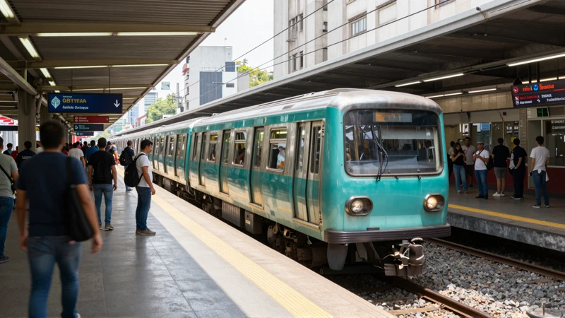 Metro abarrotado bajo luz brillante